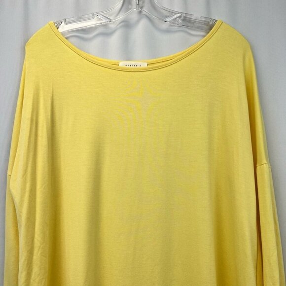 Reborn J Womens Blouse Solid Yellow Long Sleeve Scoop Neck Stretch Knit M - Picture 2 of 10